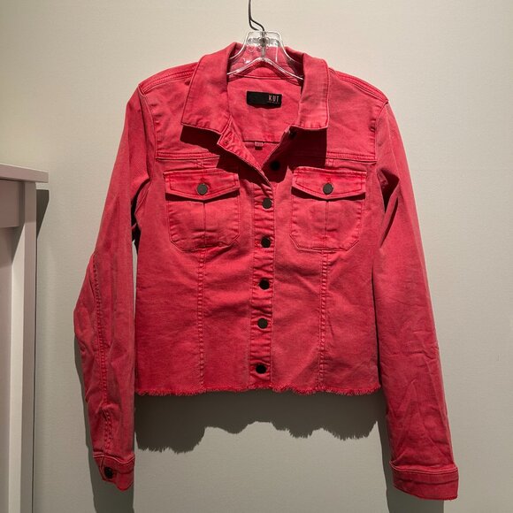 Kut from the Kloth Fray Hem Red Denim Jacket Large - Picture 4 of 9